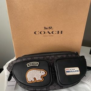 Coach Sprint Belt Bag In Signature Jacquard With Ski Patches